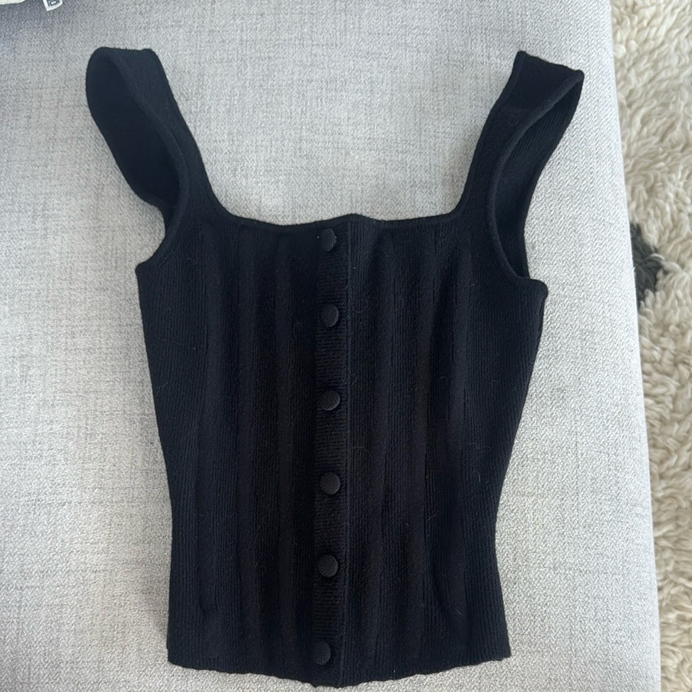 Danielle Guizio Black Sleeveless Bustier Tank Top